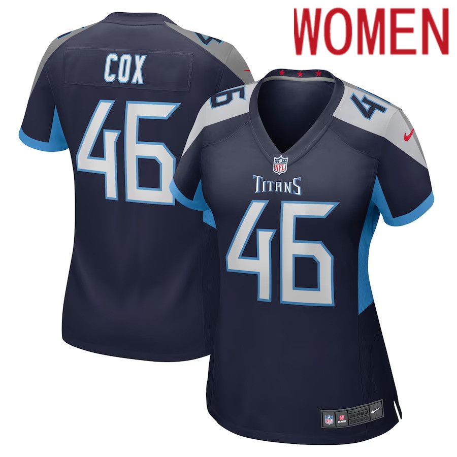 Women Tennessee Titans 46 Morgan Cox Nike Navy Game NFL Jersey